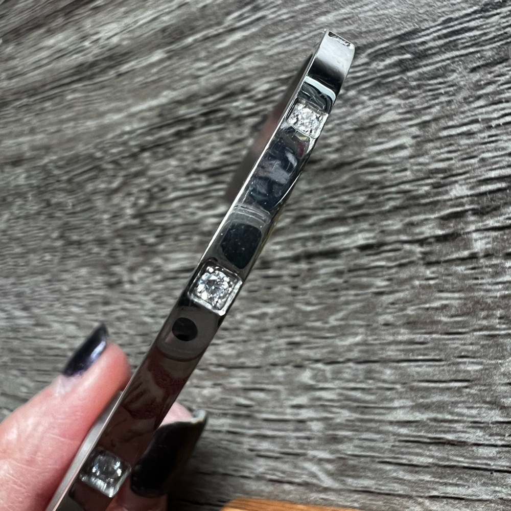 Waldor & Co Silver Bangle cuff with 9 Clear Stones